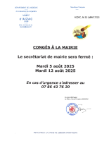 Congés mois d’août 2025
